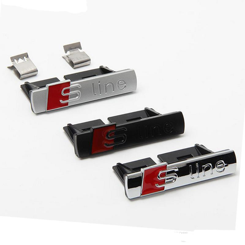 

3D Metal S Line Sline Sticker Car Front Grille Adhesive Emblem Badge Accessories Styling For Audi A1 A3 A4 B8 B5 A5 A6