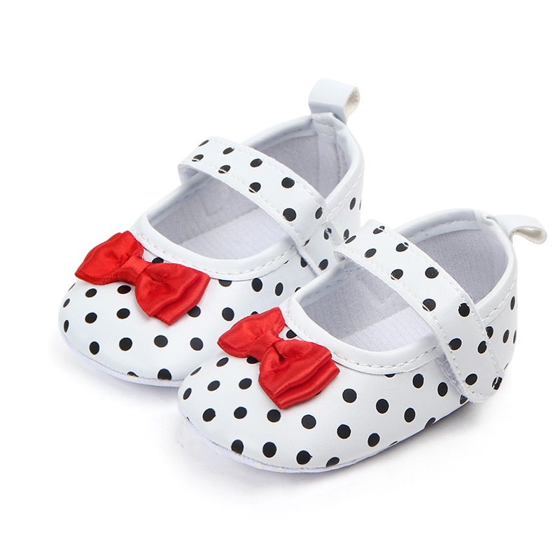 

Dots Baby Bebe Shoes First walkers Newborn Soft Sole Shoes Bowknot Infants Girls Princess Shoes, Black