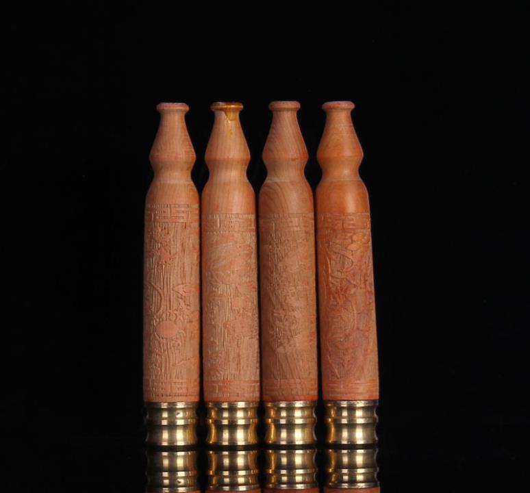 

Beautifully carved yew solid wood cigarette holder, cigarette fittings, copper head, filter pipe mouth