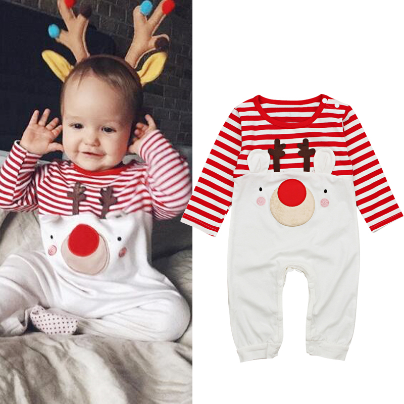 Autumn and Winter Baby Romper 2018 New Santa Claus Boy Girls Baby Clothes Rompers Long Sleeves Stripe Christmas Infant Jumpsuit Y18102907