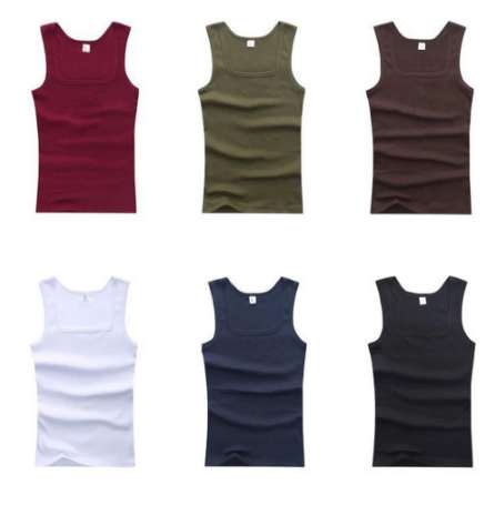 

YJSFG HOUSE HOT Sale Men's T Shirt Casual Tank Tops Summer Bodybuilding Sleeveless Vest Square Collar Fashion Male Tees