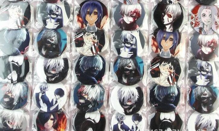 

Hot Sales 48 pcs/set Cartoon Japanese anime Tokyo Ghouls Badges 4.5cm Cartoon Brooch Button Badge Pin,Kids Party Gift X-20, Gray