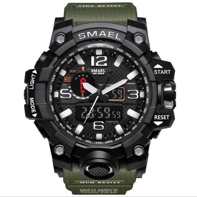 

Men Military Watch 50m Waterproof Wristwatch LED Quartz Clock Sport Watch Male relogios masculino 1545 Sport S Shock Watch Men New style, Black