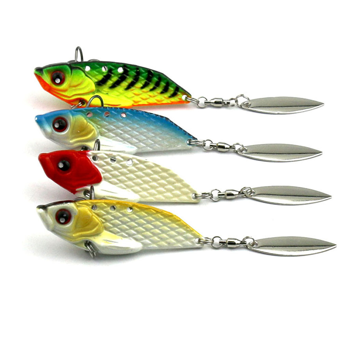 INFOF 100pcs 6CM 20G Metal VIB Fishing Lures Hard Bait with ball bearing swivel spoon Fishing Tackle Metal Jig Fishing vibe Bait-image-409404349
