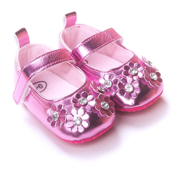 

Girl lovely silvery flower shoes 2018 new Soft non slip bottom Toddler shoes, Pink