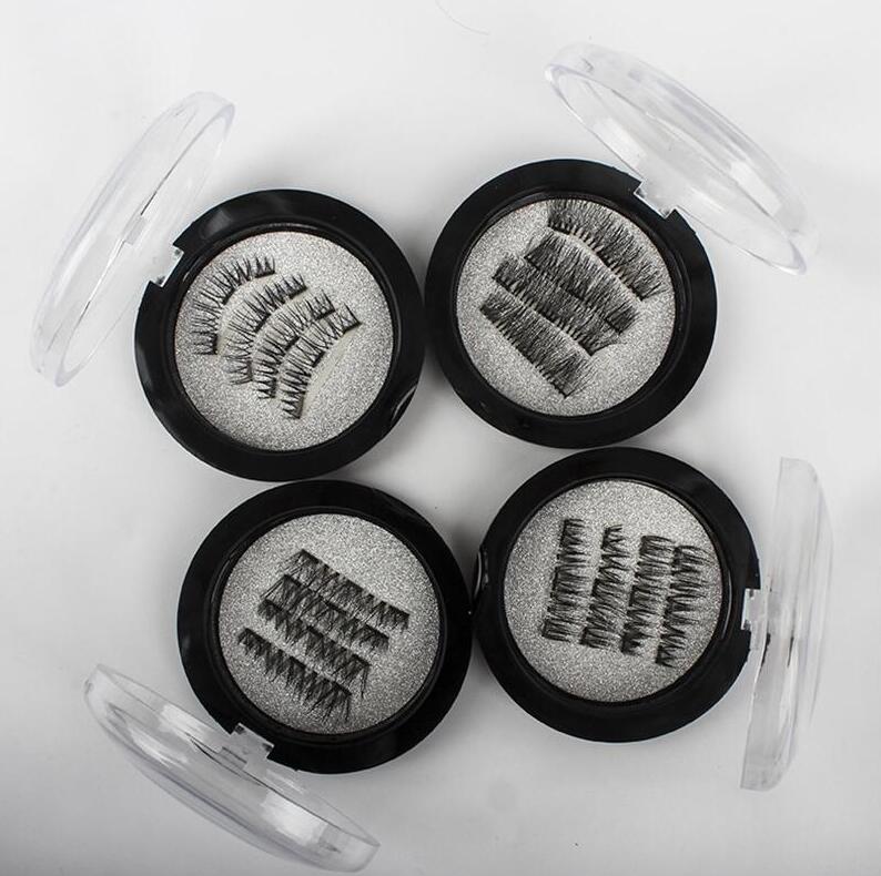 

Handmade 3D Three Magnetic Eyelashes on magnets Natural No-glue Fake Eye Lashes Magnet False Eyelash Extension 4Pcs/Set