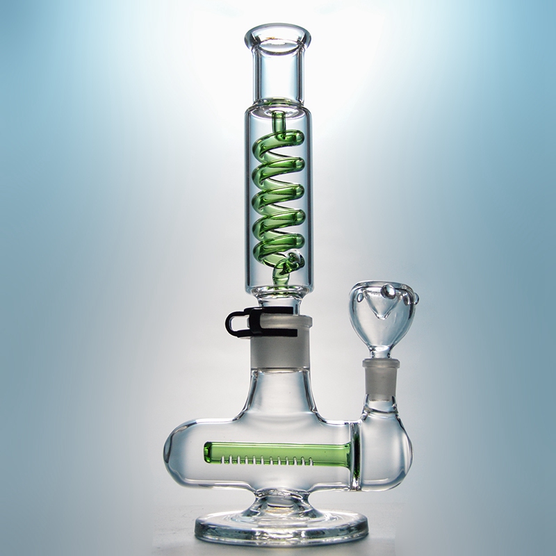 

11 Inch Condenser Coil Glass Bong Freezable Diffused Downstem Oil Dab Rigs Build a Bong Inline Perc 14mm Female Joint With Bowl Water Pipes