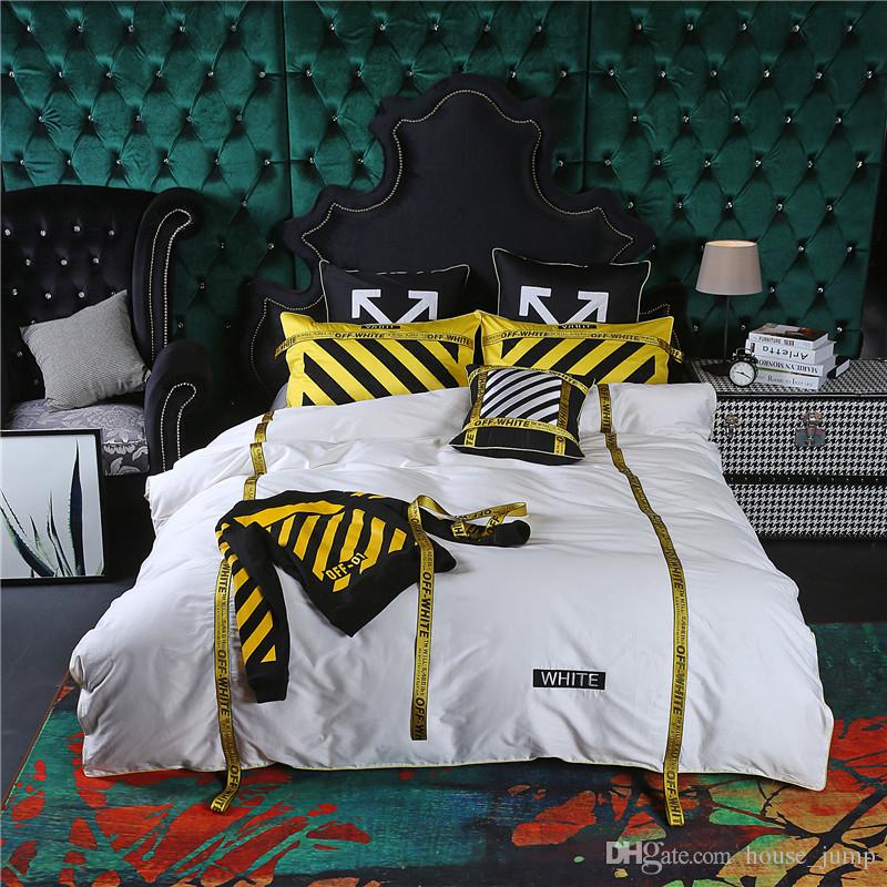 Warning Sign Yellow Black Stripe Bedding Suit Europe And America