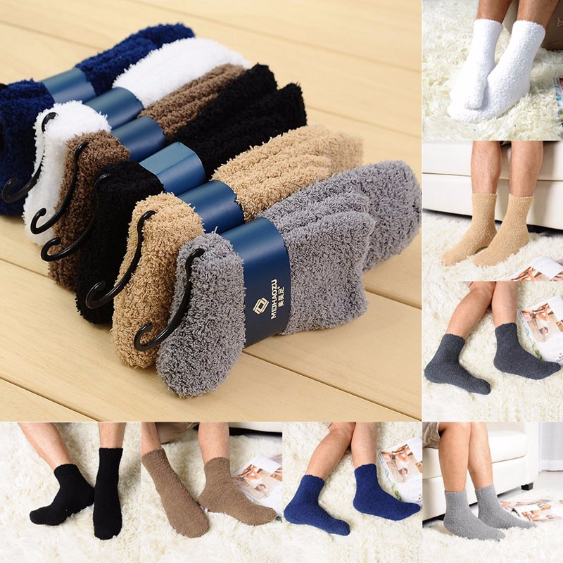 

Wholesale- 12pairs Extremely Cozy Cashmere Socks Men Winter Warm Sleep Bed Floor Home Fluffy, Black