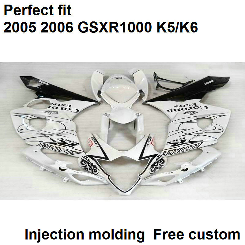 

Aftermarket body parts fairings for Suzuki GSXR1000 2005 2006 white biack injection mold fairing kit GSXR1000 05 06 VB85, Same as picture