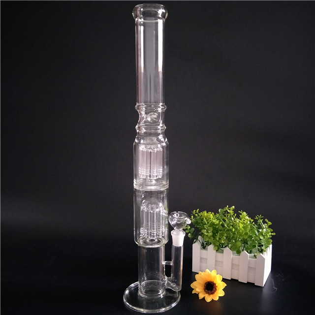 Glass Hookahs Clear Smoking Water Pipe 2 Tree Percolators with 10 Arms High Quality Glass Smoking Bongs for Sale GB-267-image-240480639