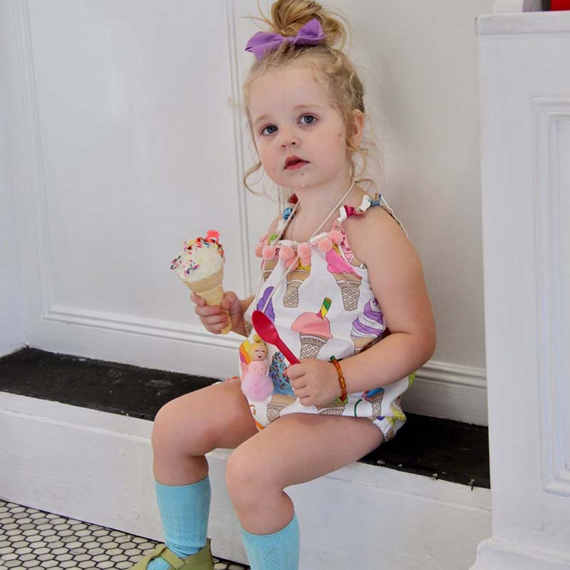 

INS Newborn Baby Girls Cute Ice Cream Print Summer Romper Infant 2018 Fashion Backless Jumpsuit Kids Cotton Tassel One Pieces Outfits Z11, As photo