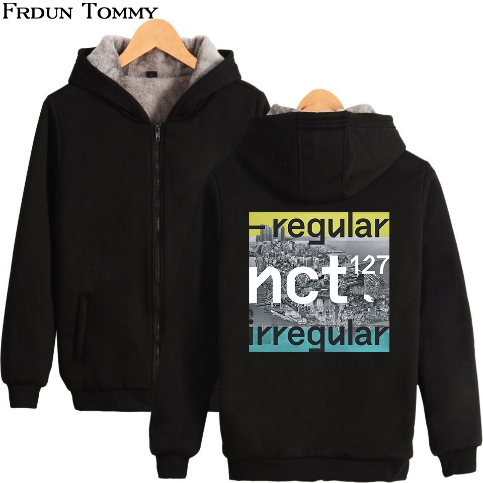 

Frdun NCT 127 Thick cotton pad Zipper Hoodies Parkas New Name Cool Kpop College Style Winter Casual Fashion Parkas, Black