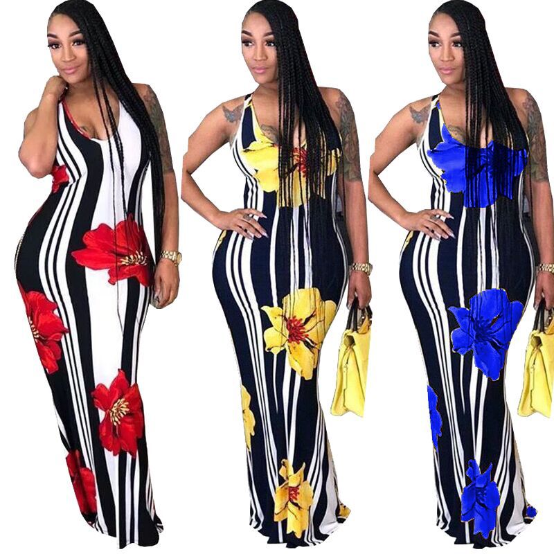 Dashiki Vêtements traditionnels africains Robe africaine Longue robes imprimées africaines Col montant Maxi Dress Eté Robe sans manches femme Rob