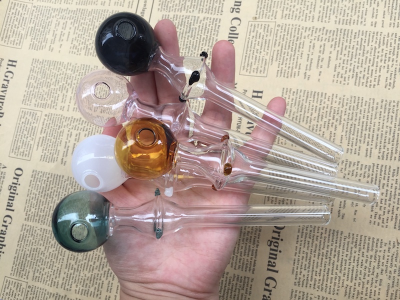 

wholesale 14cm Pyrex colorful Great thick Oil Burner Pipe Glass Tube Pipe Oil Burning Nail smoking Pipe