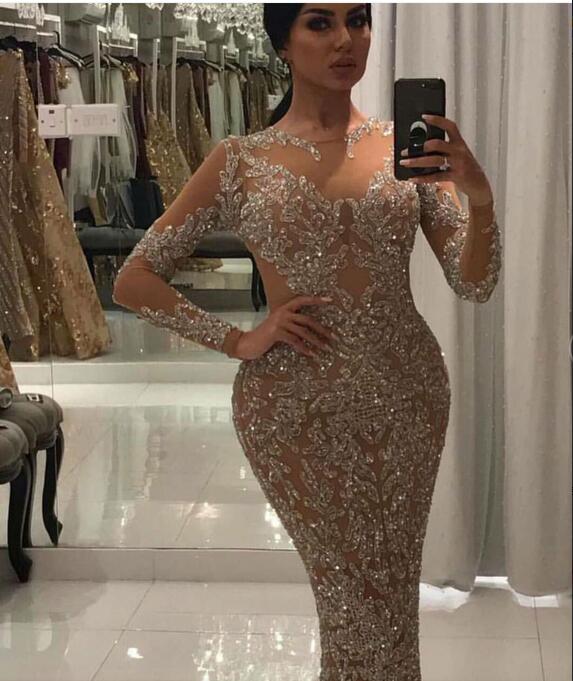 

Evening dress Yousef aljasmi Kim kardashian Long sleeve O-Neck Beaded Loss Almoda gianninaazar ZuhLair murad Ziadnakad 0011, Multi
