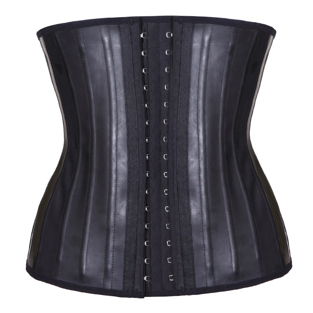 

Latex Waist Trainer Corset Belly Slimming Underwear Belt Sheath Body Shaper Modeling Strap 25 Steel Boned Waist Cincher, Black
