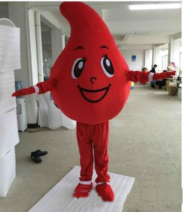

2018 Factory direct sale Adult Cute BRAND Cartoon Drop Blood Mascot Costume Fancy Dress Hot Sale Party costume, As picture