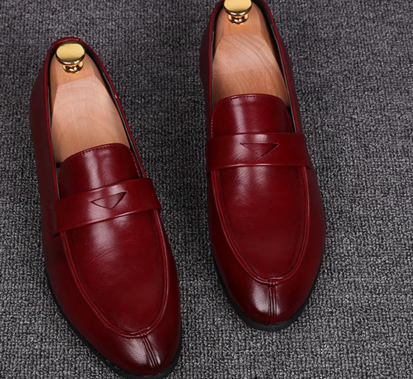 

Free send 2018 new style Low-heel summer pointed end men's leather shoes, Black