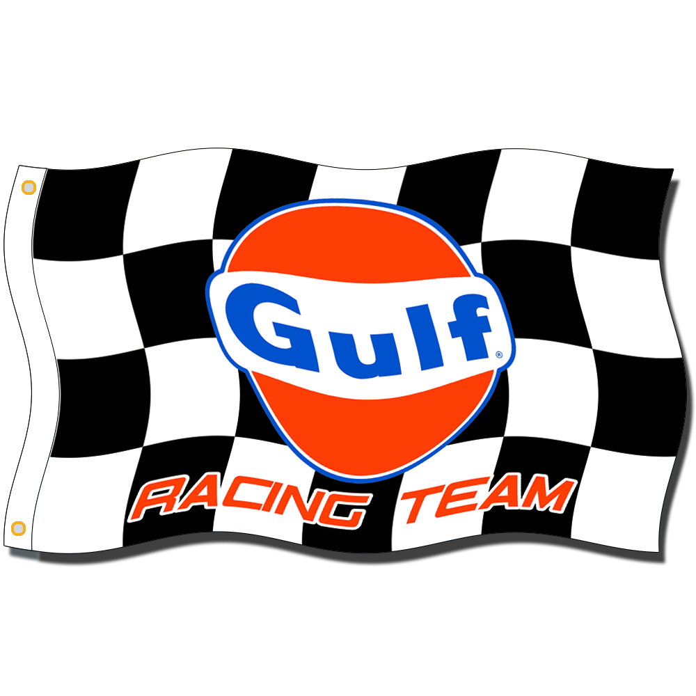 

[Good Flag]Gulf Racing Team Flags 3X5FT 150X90CM 100% Polyester,Canvas Head with Metal Grommet,Used Indoors or Outdoors