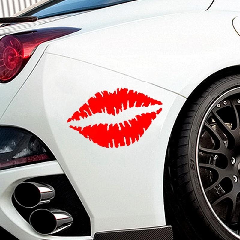 

Hot most sexy red lip kissing car bumper sticker CA-363, Silver