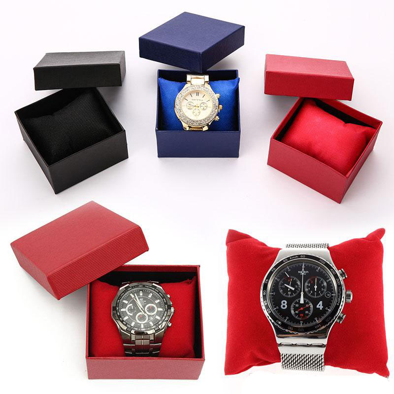 

2018 hot sales 8.8cm*8.2cm*5.5cm Gift Box Case Nonwoven pillows For Bracelet Bangle Jewelry Box Wrist Watch Boxs Paper watch box