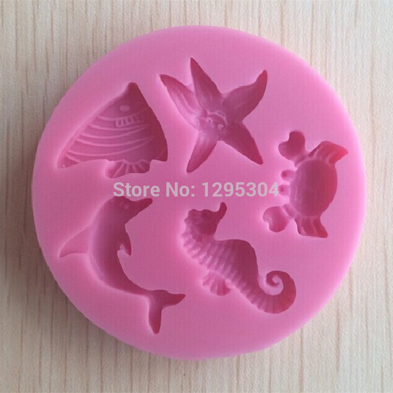 

Cake Tools Wholesale- New 1pc Sea Animal Shaped Silicone Mold Sugar Paste 3D Fondant Decoration Tools Soap Mould