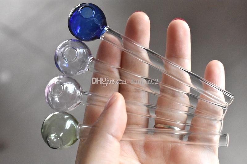 

Top quality Great cheap Colorful Great Pyrex Glass Oil Burner Pipe Clear Glass tube smoking Pipe 10cm color ball Oil Nail Glass Oil Pipe