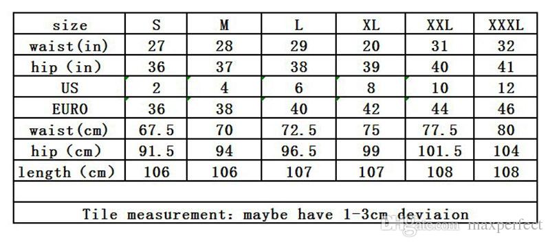 Jeans Waist Size Chart