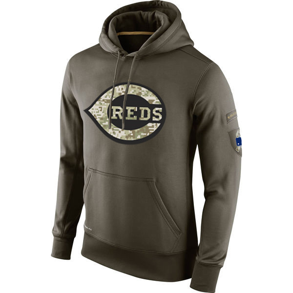 

Cincinnati Sweatshirt Reds Olive Salute To Service KO Performance Baseball Hoodie men women, Black