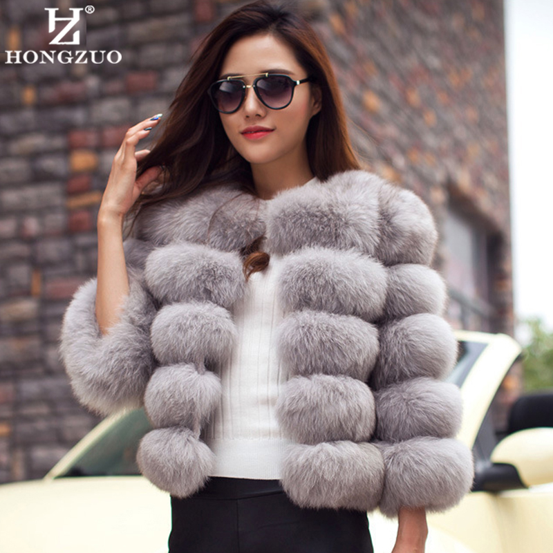 

New Arrival 2017 Fashion Women Fur Coat High-Quality Faux Patchwork Fur Short Coat Female Winter Warm Jacket Parka PC148, Fox color