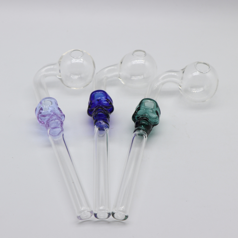 

Cheap glass oil burner pipes Skull glass Handle Pipes Curved smoking accessories Recycler High QUality Oil Burner Pipe Glass Water Pipe