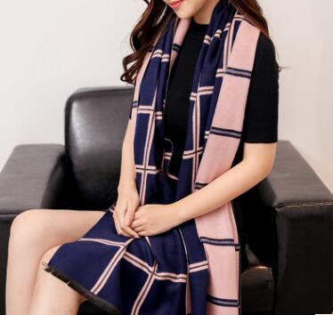 

Plaid scarf female autumn and winter new Europe and the United Kingdom British style cashmere long thick warm shawl double-sided dual-use