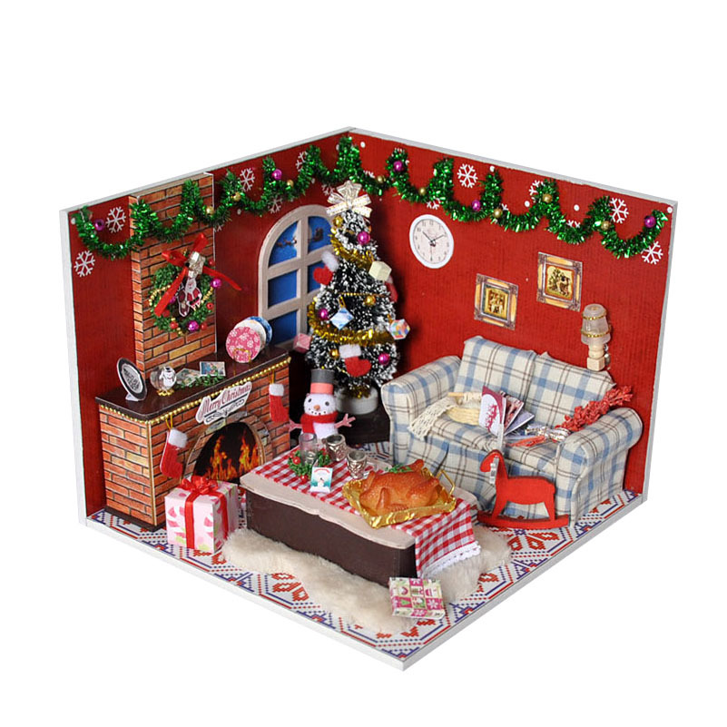 Diy Kits Christmas House Decoration Miniature Wood Doll House