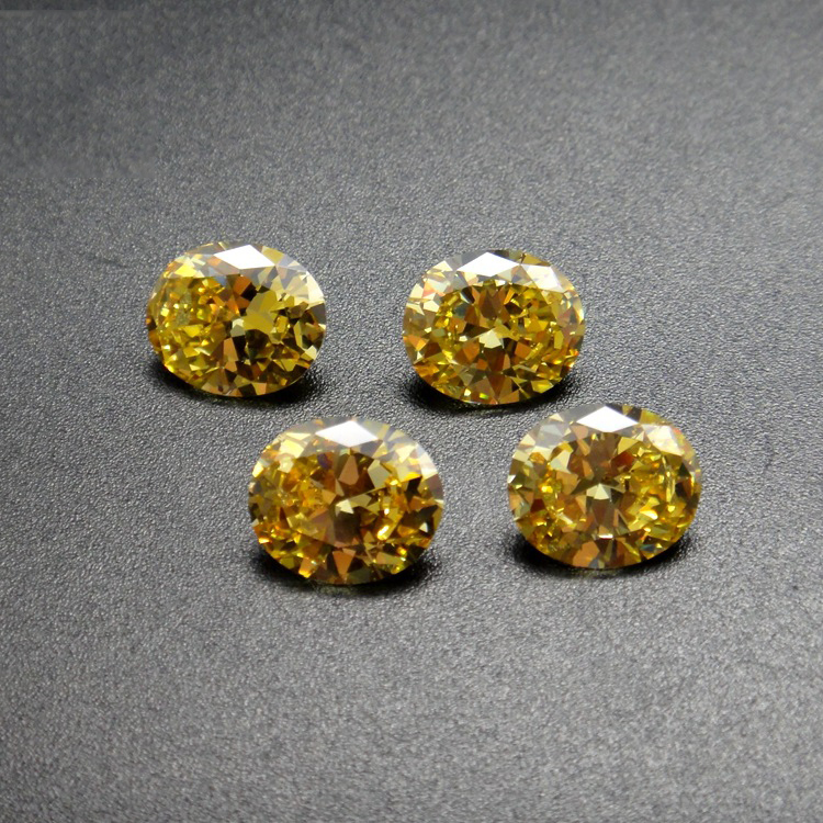 

High Quality 3A Grad 200pcs/lot Citrine Yellow CZ Oval 5*7-9*11mm Cut Cubic Zirconia Synthetic Loose Gemstone For Jewelry Making