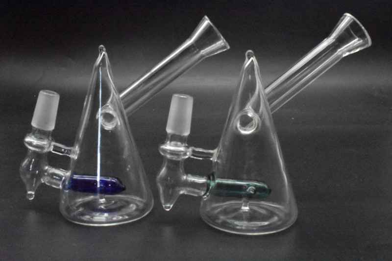 

MINI 14mm heady thick colorful glass oil rig Triangle Shape Glass water Pipes Glass tobacco water Bongs With downstem