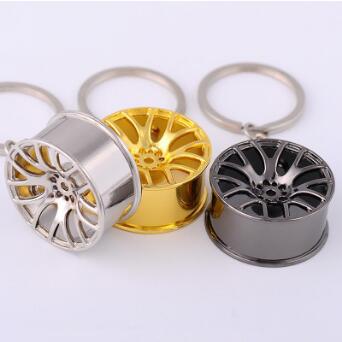 

Metal Wheel Hub Key Rings Auto Sports Car Wheel Key Rings Key Chain Pendant Silver Gold Fashion Jewelry Bag Pendant CCA9098 100pcs