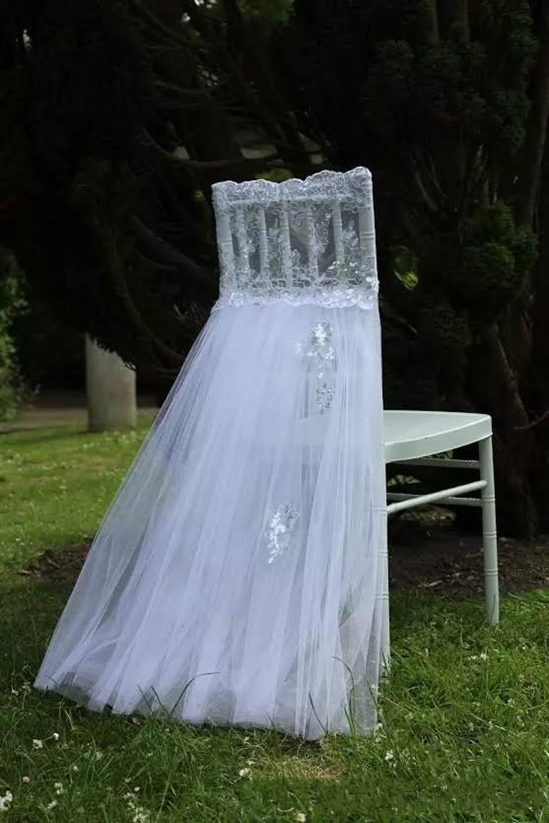 

lace tulle wedding chair sashes vintage romantic white chair covers floral wedding supplies cheap wedding accessories, Gray