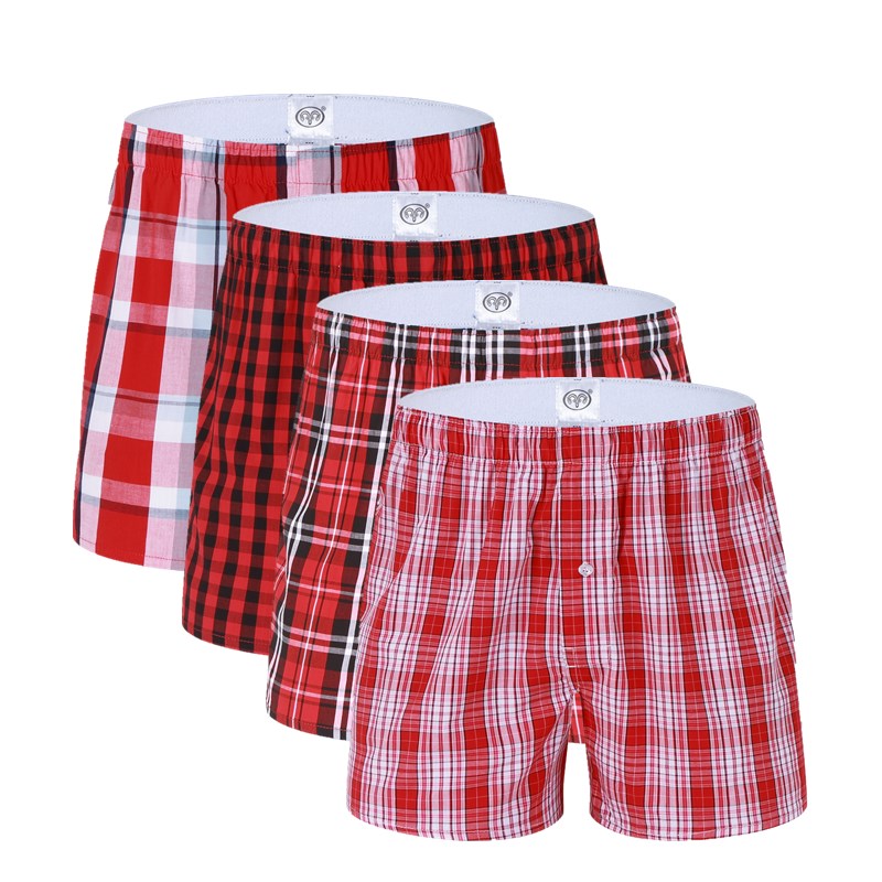 

Red Classic Plaid Men Arrow Pants Casual Brand High Quality Big Size Boxer 3pcs/lot Mens Cotton Boxers Men's Shorts Underwear, A4