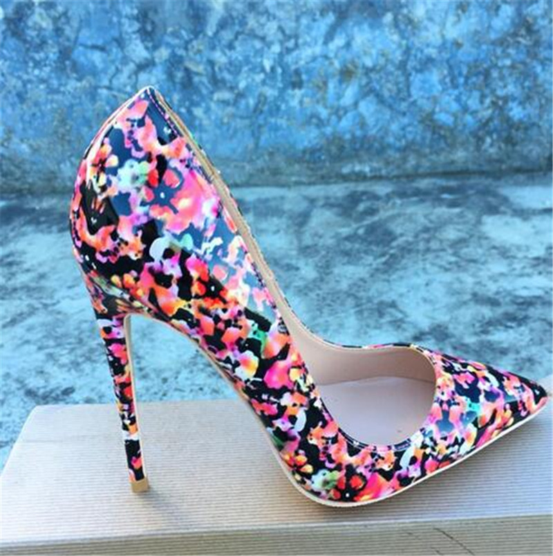 

Free Shipping fashion new woman women lady 2019 flower print leather Wedding heels Stiletto High Heels shoes pumps boots sandals 12cm 10 8cm, 10cm
