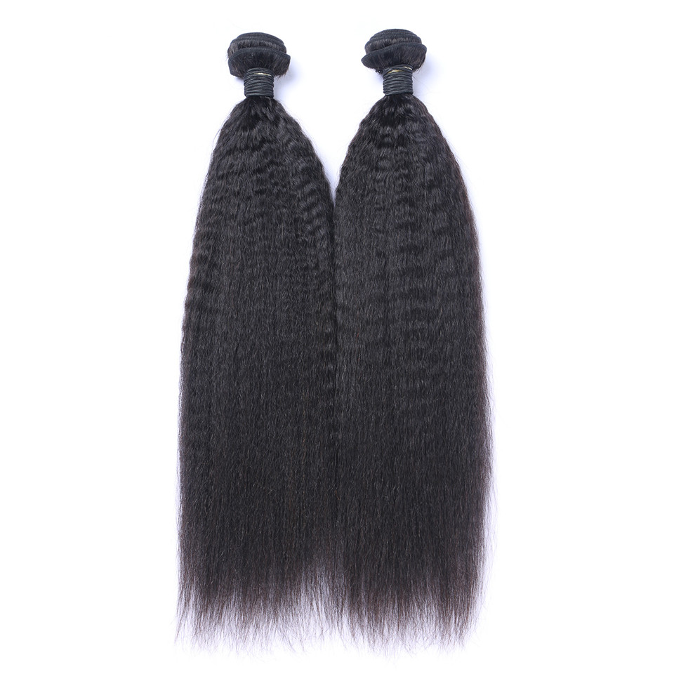 

Brazilian Kinky Straight Human Hair Bundles Unprocessed Remy Hair Weaves Double Wefts 100g/Bundle 2bundle/lot Hair Extensions, Natural color