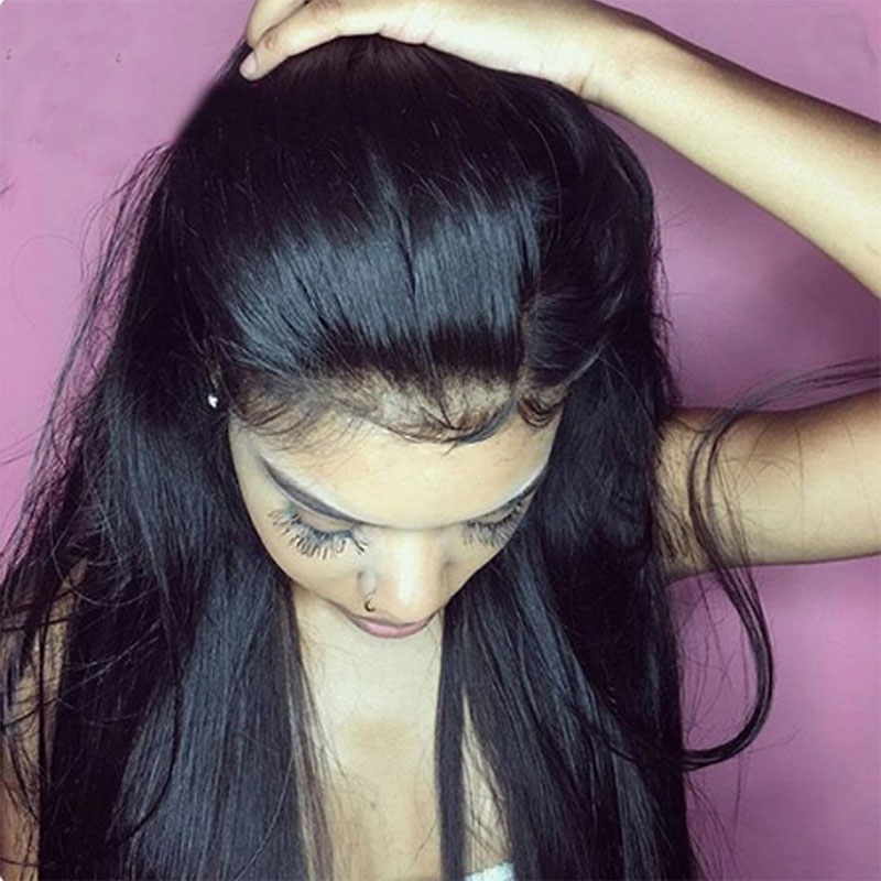 

360 Lace Frontal Wig Straight 150% Density Lace Front Human Hair Wigs Pre Plucked Peruvian Lace Frontal Wig With Baby Hair, Natural color