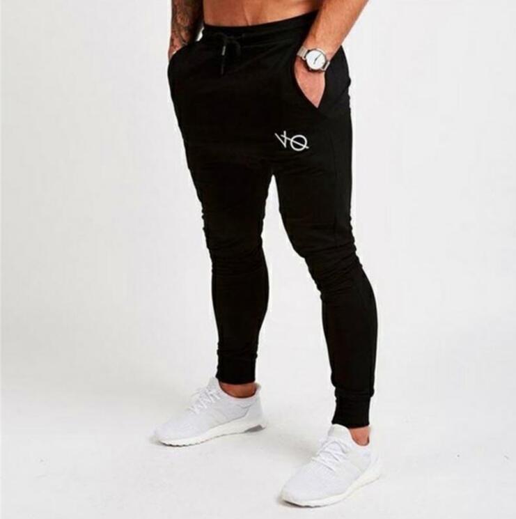 New Mens Slim Pencil Pants Elastic Men's Bodybuilding Long Full Pants Length Mid Straight Casual Fashion Drawstring