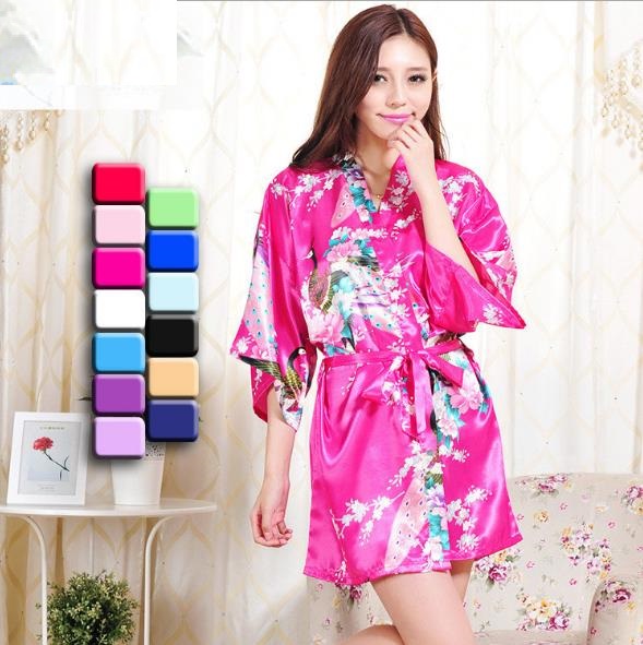 

Cheap 14 colors Satin Robes Bride Bridesmaid Bachelor party gifts Silk Bathrobe 5pcs lot free shipping wholesales, Xl