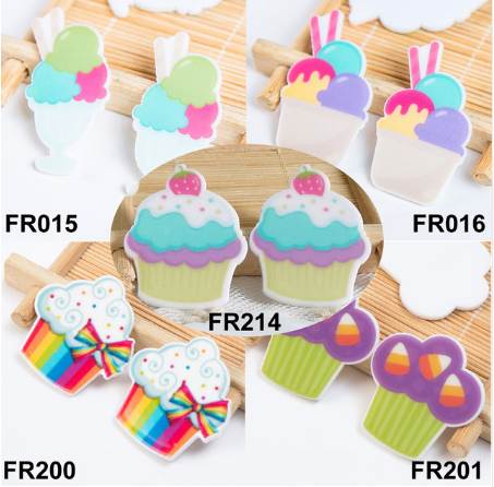 

50pcs 5 Styles Mixed Cupcake Ice Cream Flatback Resin Planar DIY Craft Embellishments Resin Cabochon Home Decoration Accessories