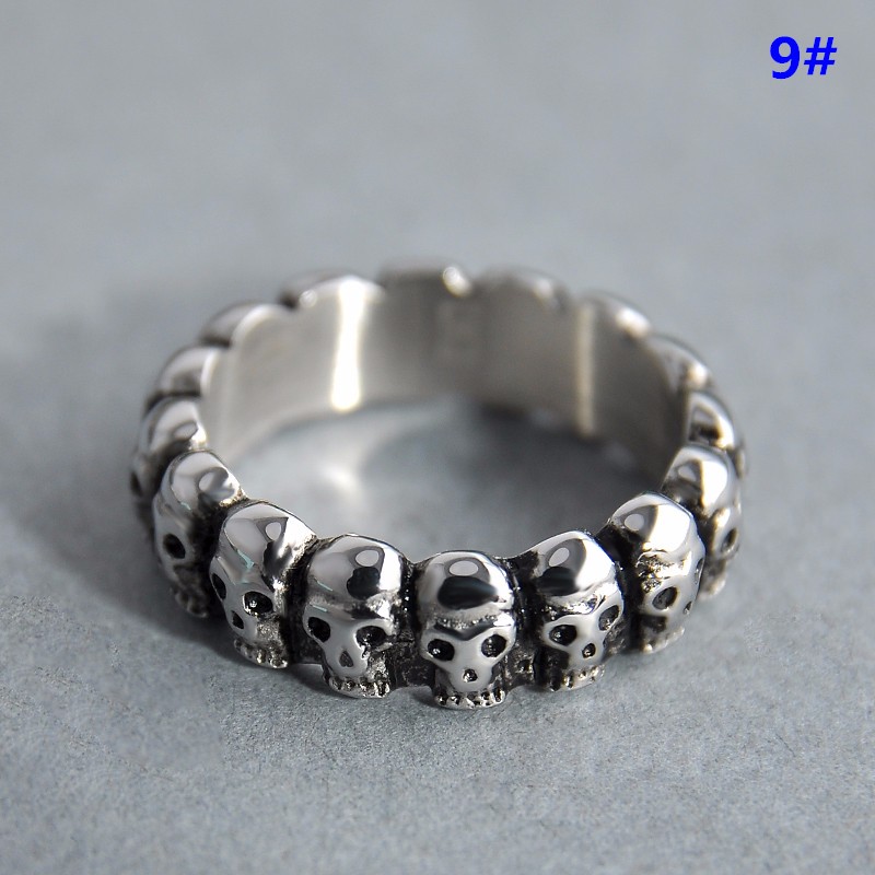 New Rings US Size 7-9 Gothic Lot Skull Vintage Biker Men's Black Punk Stainless Steel Ring Jewelry For Men Women Lovers