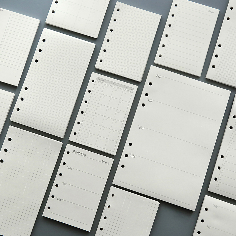 

45 sheets 100g DIY spiral notebook paper refills A5 A6 weekly monthly journal papers plaid check blank dots lined