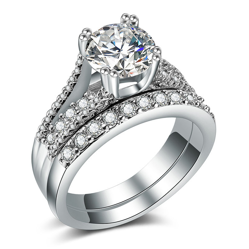 

Factory Gold-plated Plate With Silver Ring Lovers Group Combine Yes Ring Marry Be Engaged Jewelry Product, Golden;silver