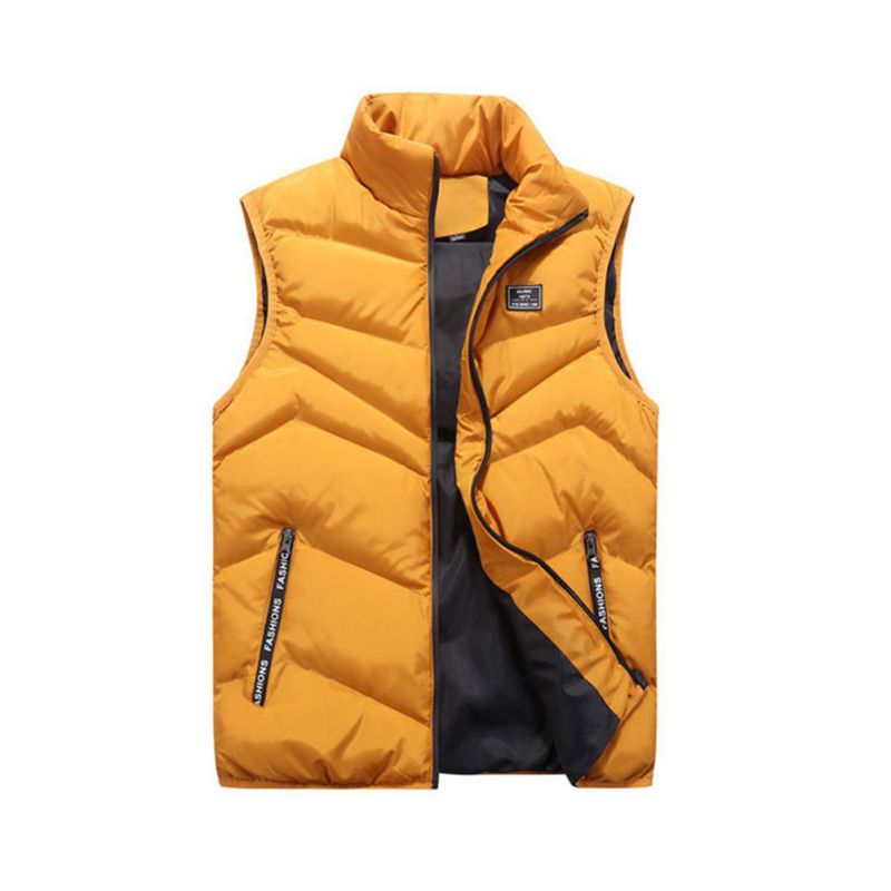 

4XL Men's Jacket Sleeveless Vest Winter Fashion Casual Coats Male Cotton-Padded Mens Vest Men Thicken Waistcoat, Red