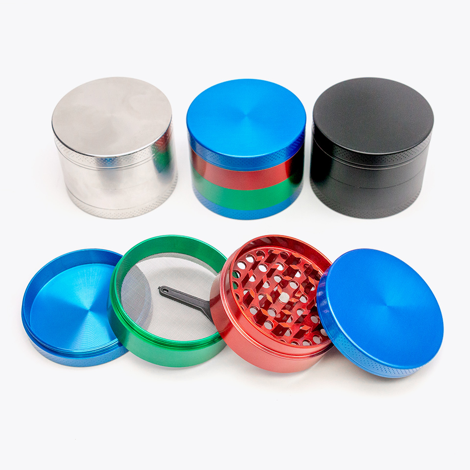 

Black Silver Colorful Herb grinder 55mm 4 layer electric metal Smoking ginder Zicn alloy Diameter pepper grinders for dry